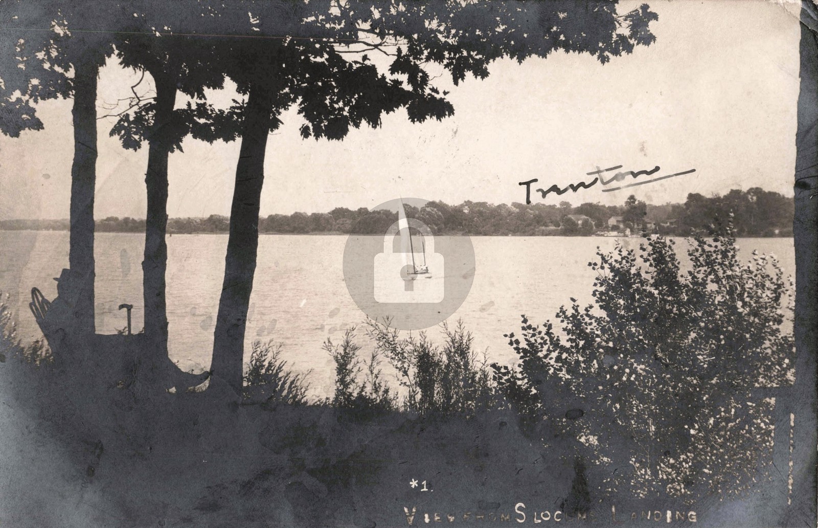 View From Slocums Landing, Trenton MI Michigan 1907 RPPC Photo Postcard COPY