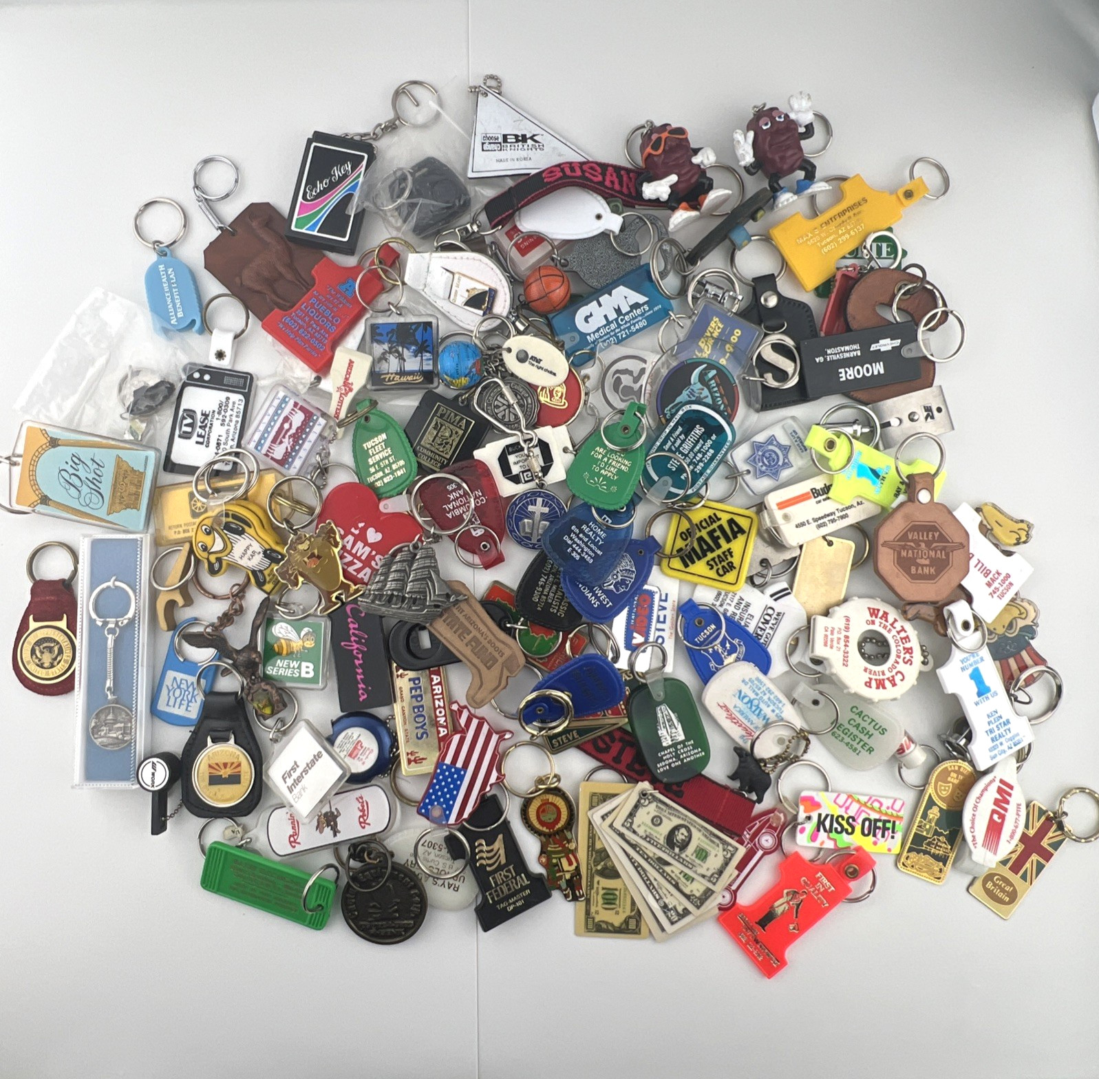 Large Vtg Lot Of 110 Keychains from the 70s and 80s Advertising Travel and More Large Vtg Lot Of 110 Keychains from the 70s and 80s Advertising Travel and More