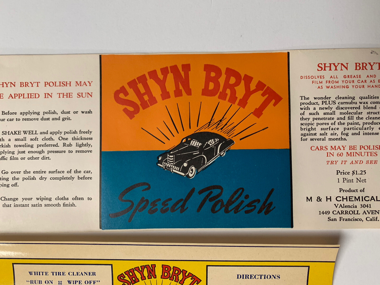 4-1940’s /50’s N.O.S.Car Polish/Paint Can Labels with Car In Perfect Condition