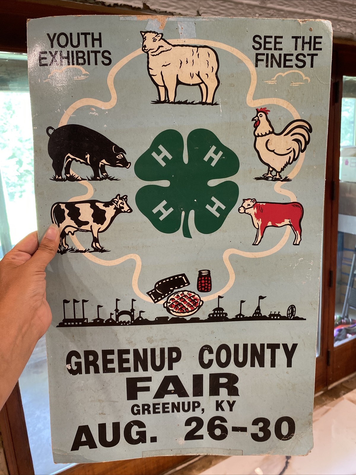 RARE Cool Vintage Greenup Kentucky County Fair Sign With 4-H Animals~ Look RARE Cool Vintage Greenup Kentucky County Fair Sign With 4-H Animals~ Look