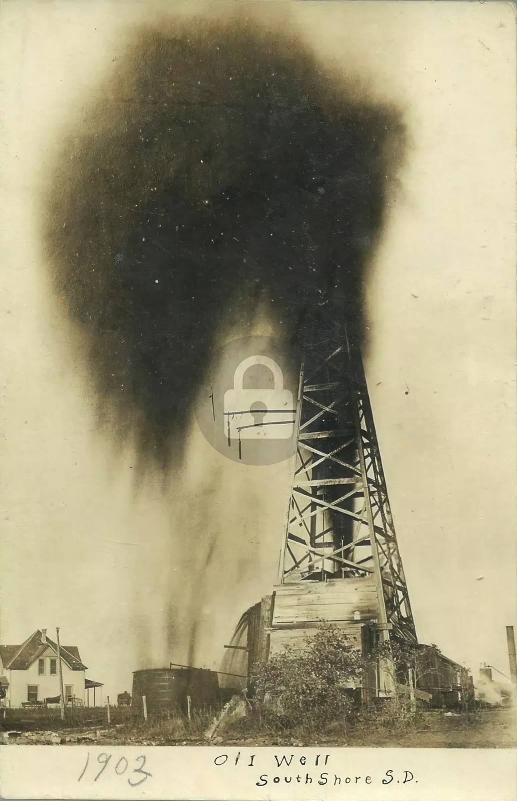 South Shore SD South Dakota 1903 Oil Well Gushing RPPC Photo Postcard COPY