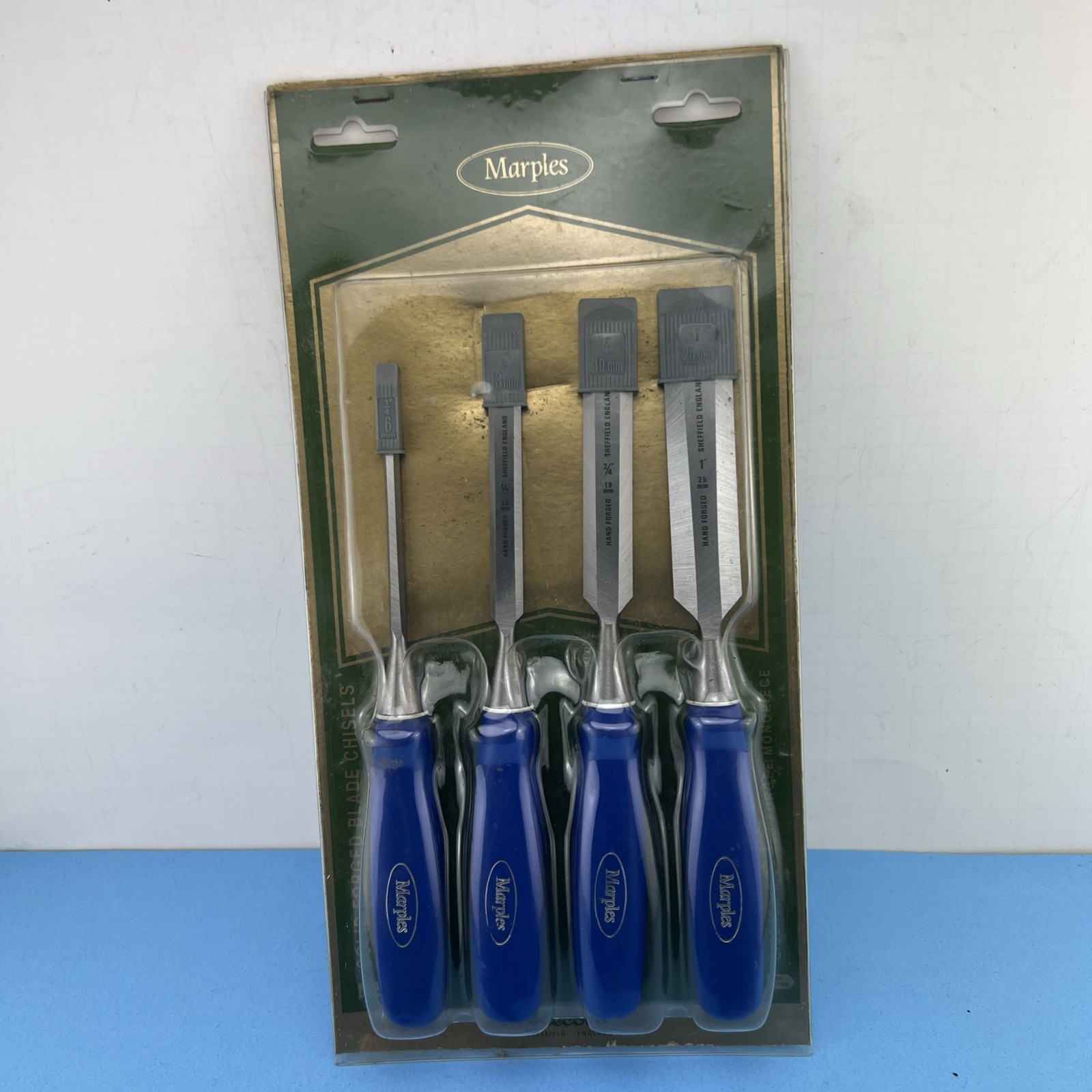 Vintage Marple\'s 4 Pc Bevel Edge Paring Chisel Set Made in England NOS Vintage Marple\'s 4 Pc Bevel Edge Paring Chisel Set Made in England NOS