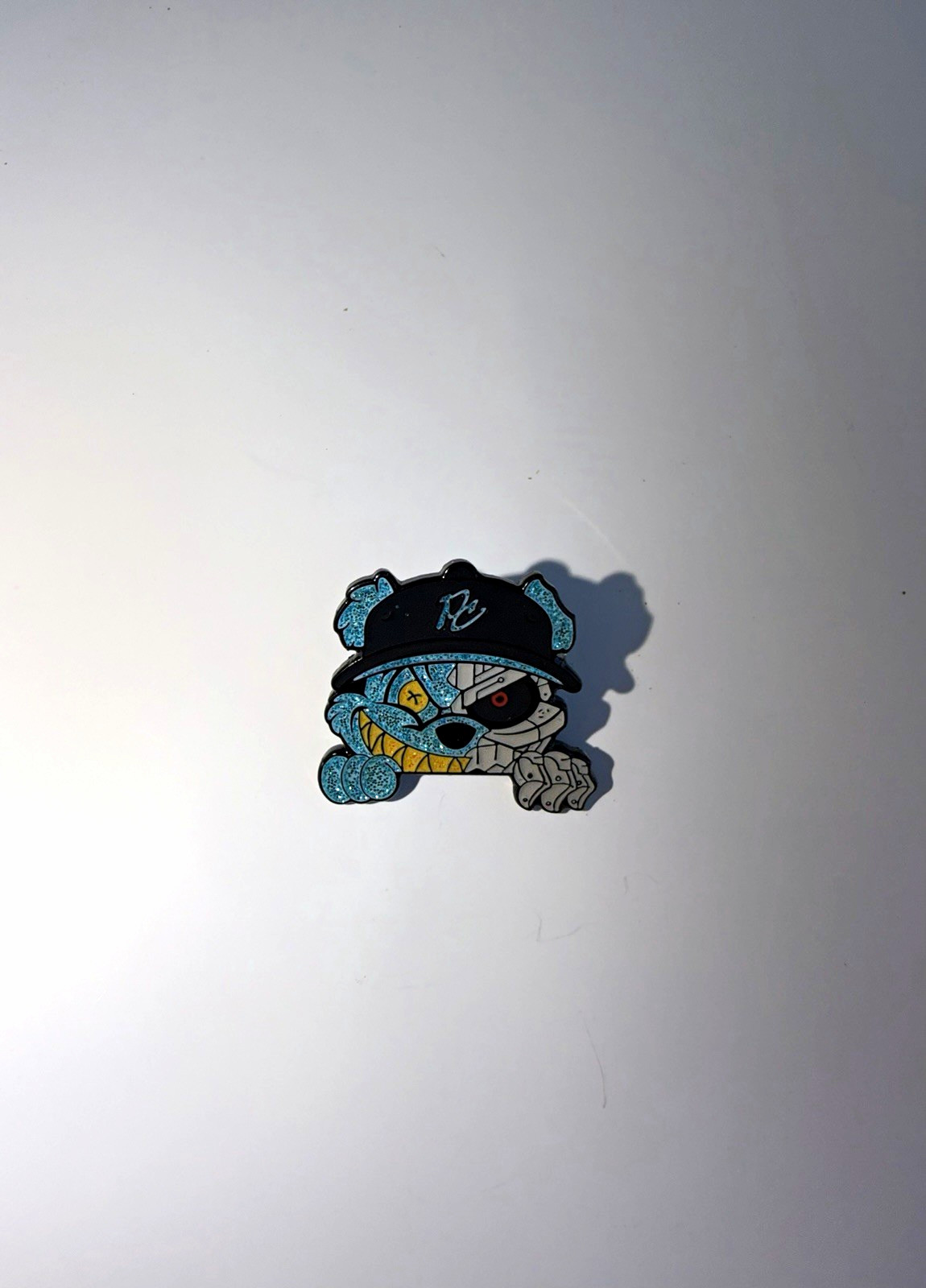 PinzCity Blue ScareBear peaker pin Pinback enamel glitter PinzCity Blue ScareBear peaker pin Pinback enamel glitter