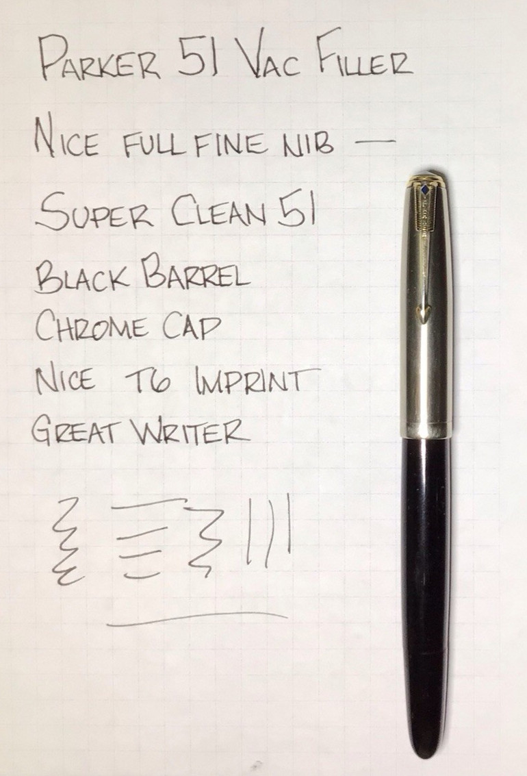 Parker 51 Vacumatic Filler Black Barrel Stainless Cap Outstanding Pen Restored