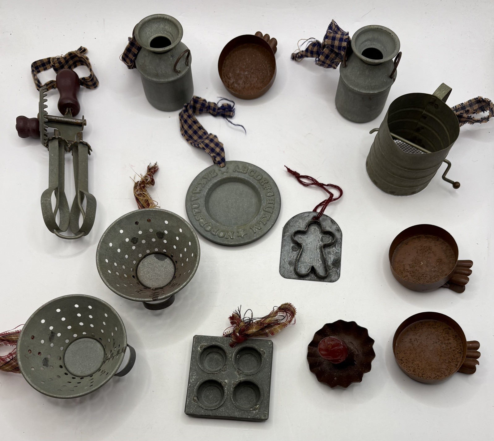 Primitive Country Ornaments Kitchen Utensils Lot of 13 Small Farmhouse Rustic