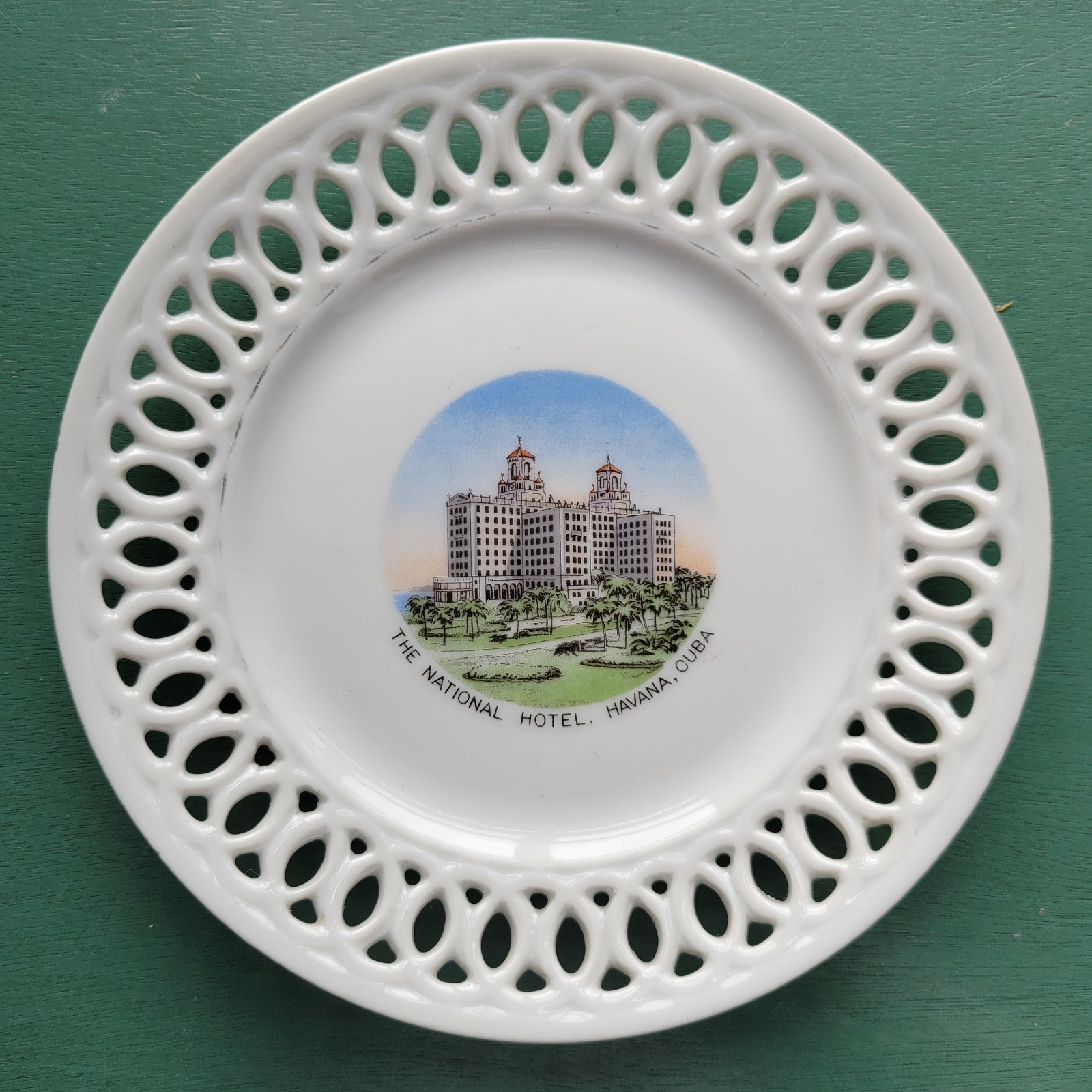 Rare VTG 1930s National Hotel Havana Cuba Reticulated Souvenir Porcelain Plate Rare VTG 1930s National Hotel Havana Cuba Reticulated Souvenir Porcelain Plate