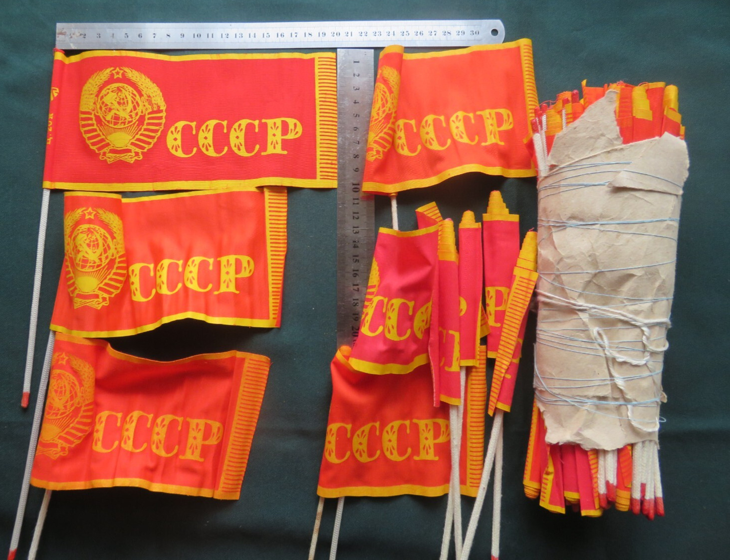SOVIET Russia COMMUNISM propaganda USSR small flag for parade, ceremony New, 1p.