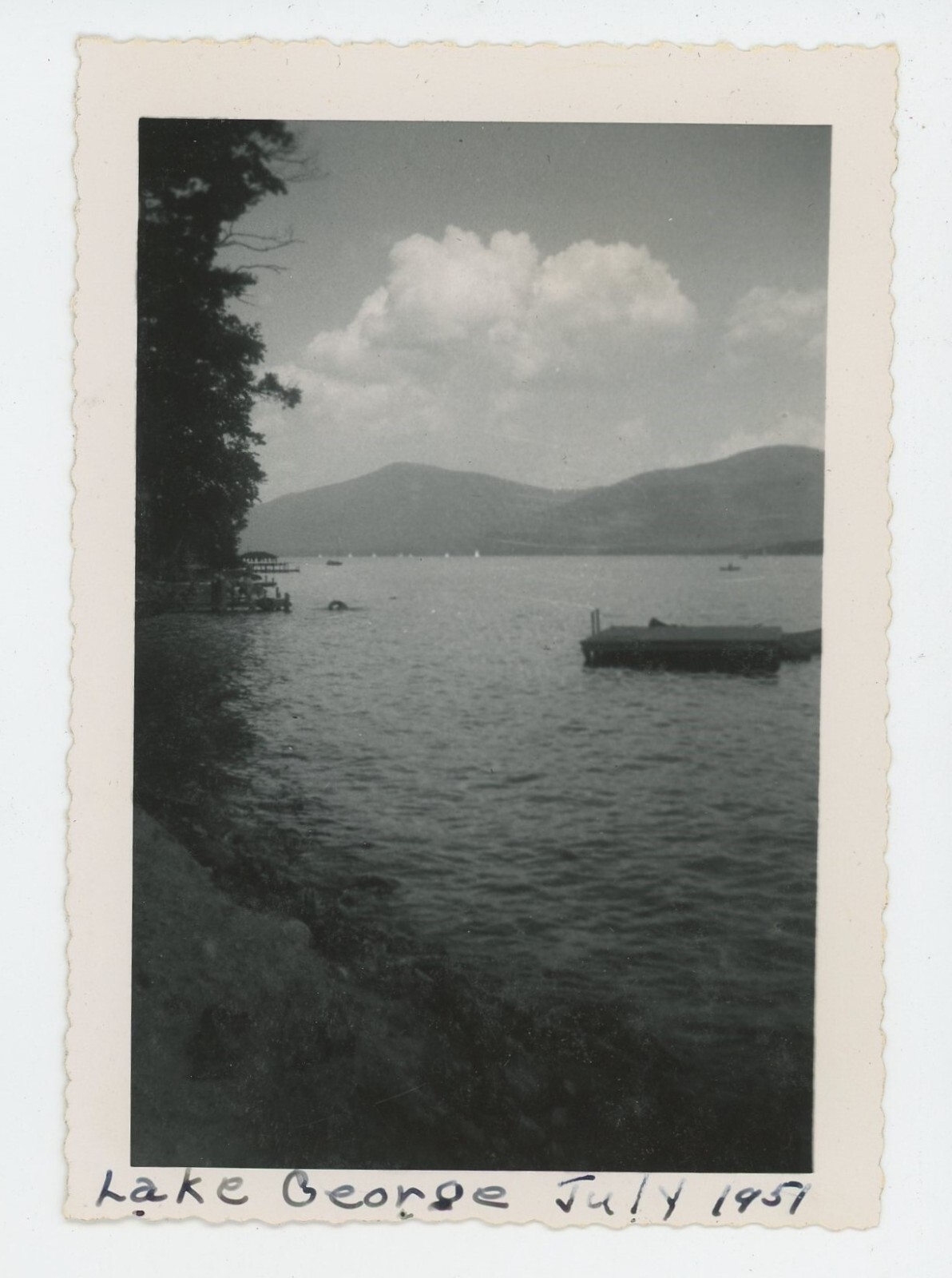 Vintage Photo Historic View Via Shore Adirondack Mountains Lake George NY 1951
