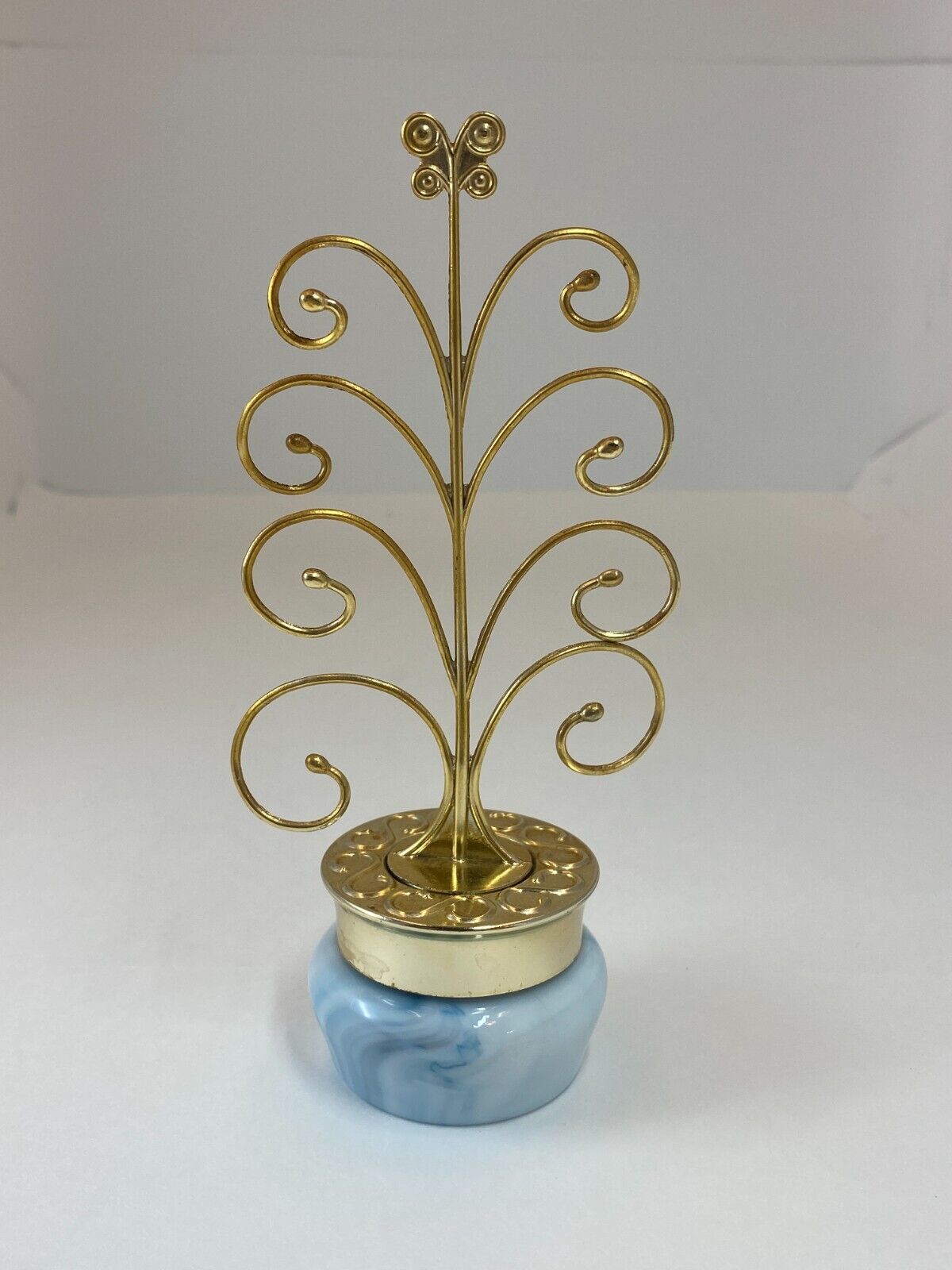 Vintage Avon Powder Sachet Blue Jar With Gold Topper - No Reserve