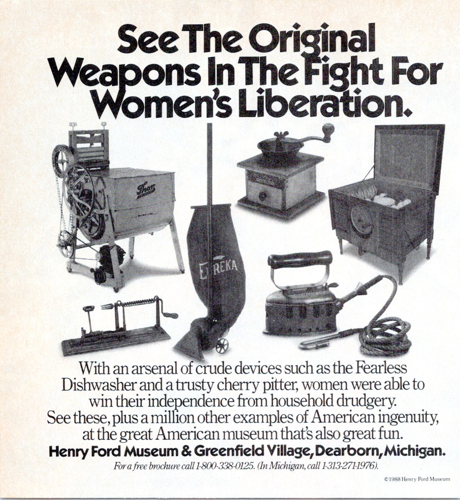 HENRY FORD MUSEUM Greenfield Village Womens Liberation 1988 Vintage Print Ad