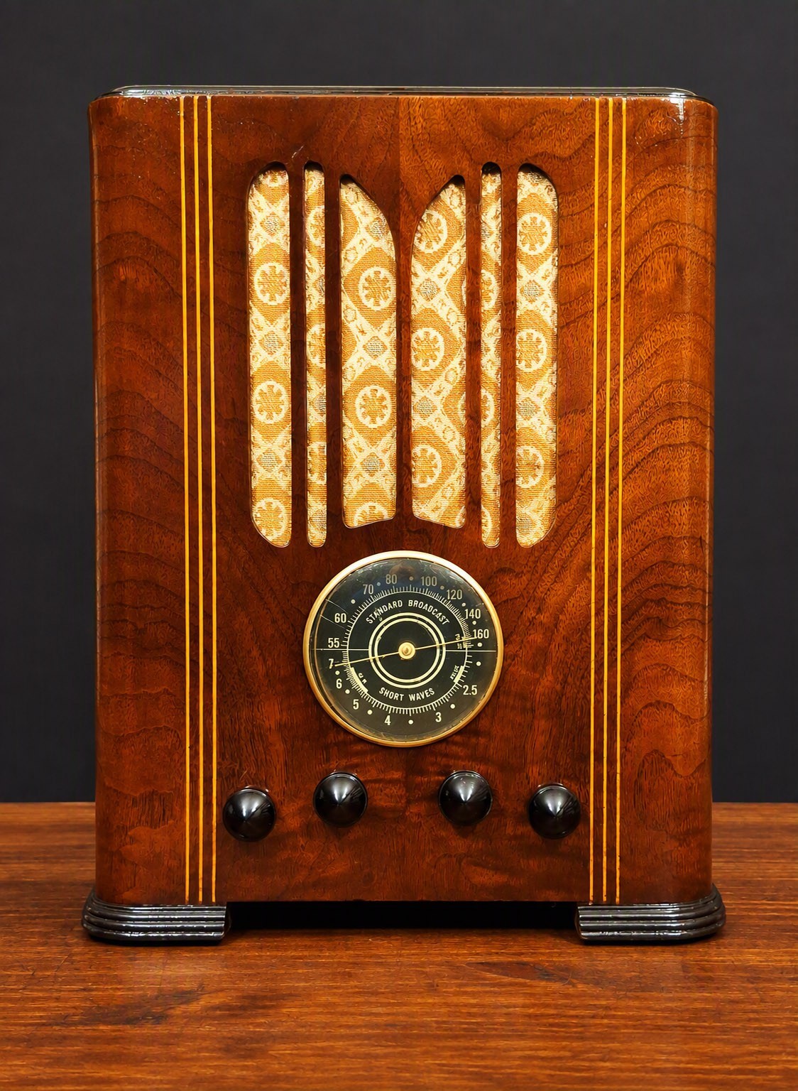 Old Antique Wood Emerson Vintage Tube Radio - Restored & Working Tombstone