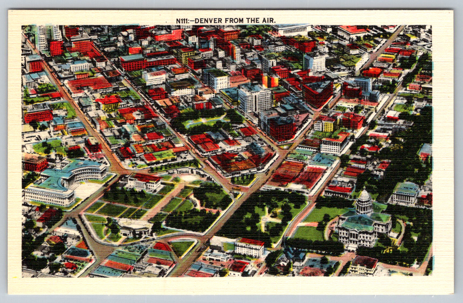 c1940s Denver CO Civic Center City County Building Linen Postcard