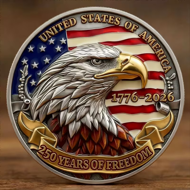 America 250th Anniversary Commemorative Challenge Coin, Patriotic Gifts