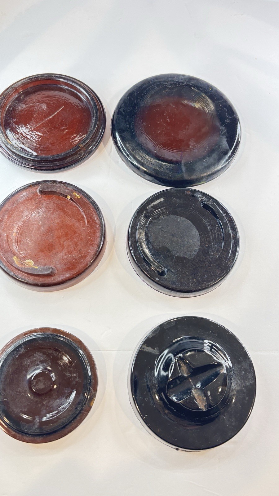 6 Antique Amber Glass Fruit Jar Lids Inserts Patent 1896 Canning Jar Lot