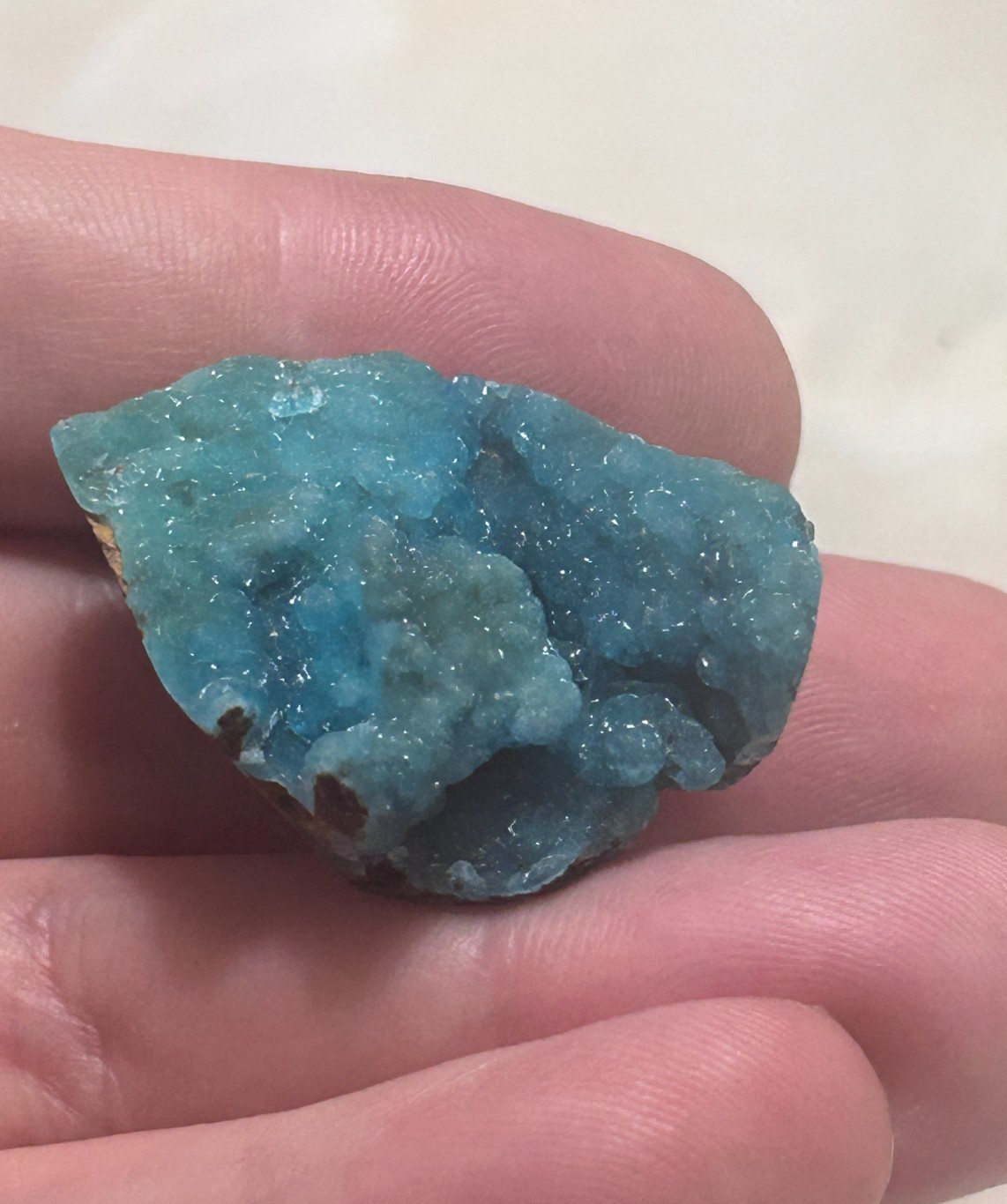 Sparkling Blue Hemimorphite Druzy Specimen - Pocketed Crust - 31x31mm (17g)