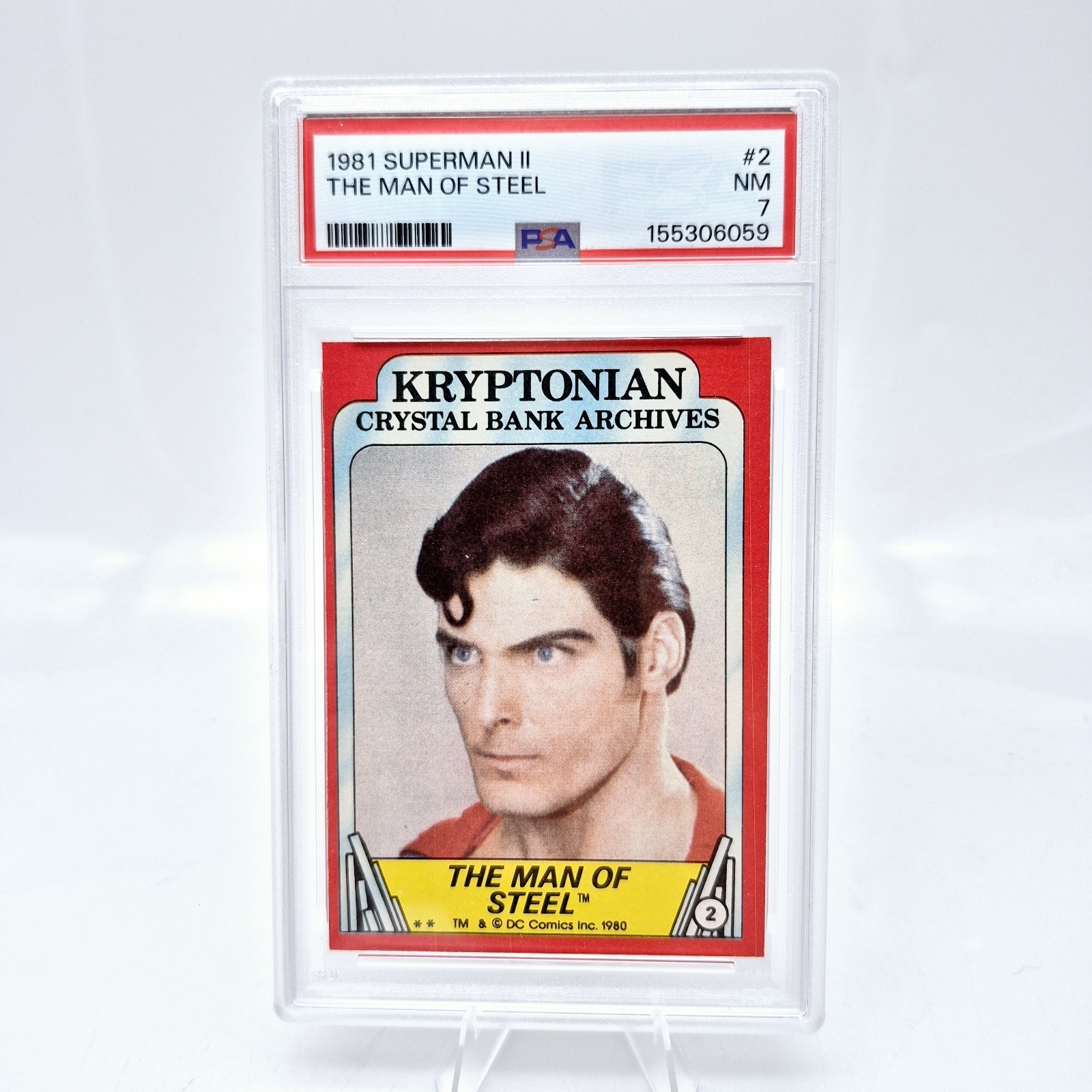 1981 Topps Superman II Man of Steel #2 PSA 7 Christopher Reeves 1981 Topps Superman II Man of Steel #2 PSA 7 Christopher Reeves