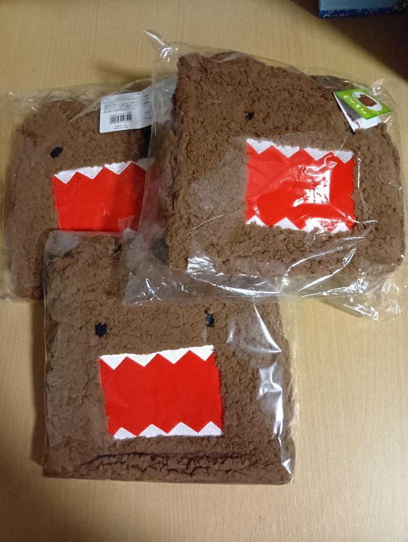 Domo-kun Face Tote Bag 3-Piece Set Soft Polyester Fleece 14751