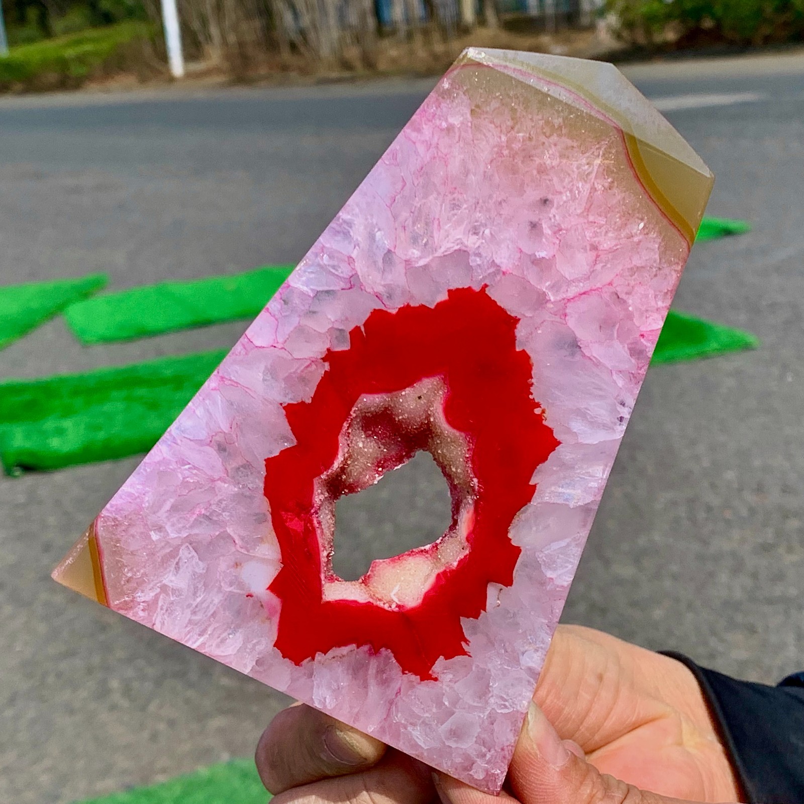 291G Natural Beautiful Agate Geode Druzy Tower crystal mineral column D293