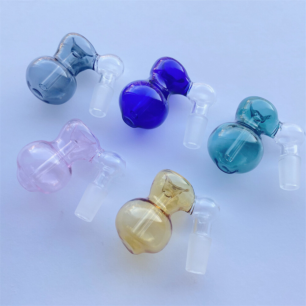 2PCS Mini 14mm Male 45° Ash Catcher Heavy Glass Bong Gourd Water Pipe Attachment