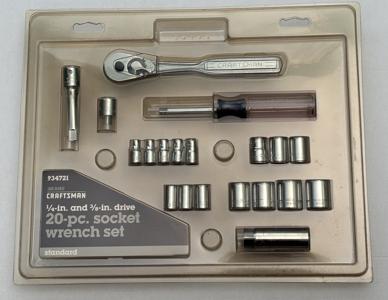 Sears Craftsman 1/4” & 3/8” drive 20-pc Socket Wrench Set ~ Standard ~ 34721 Nos
