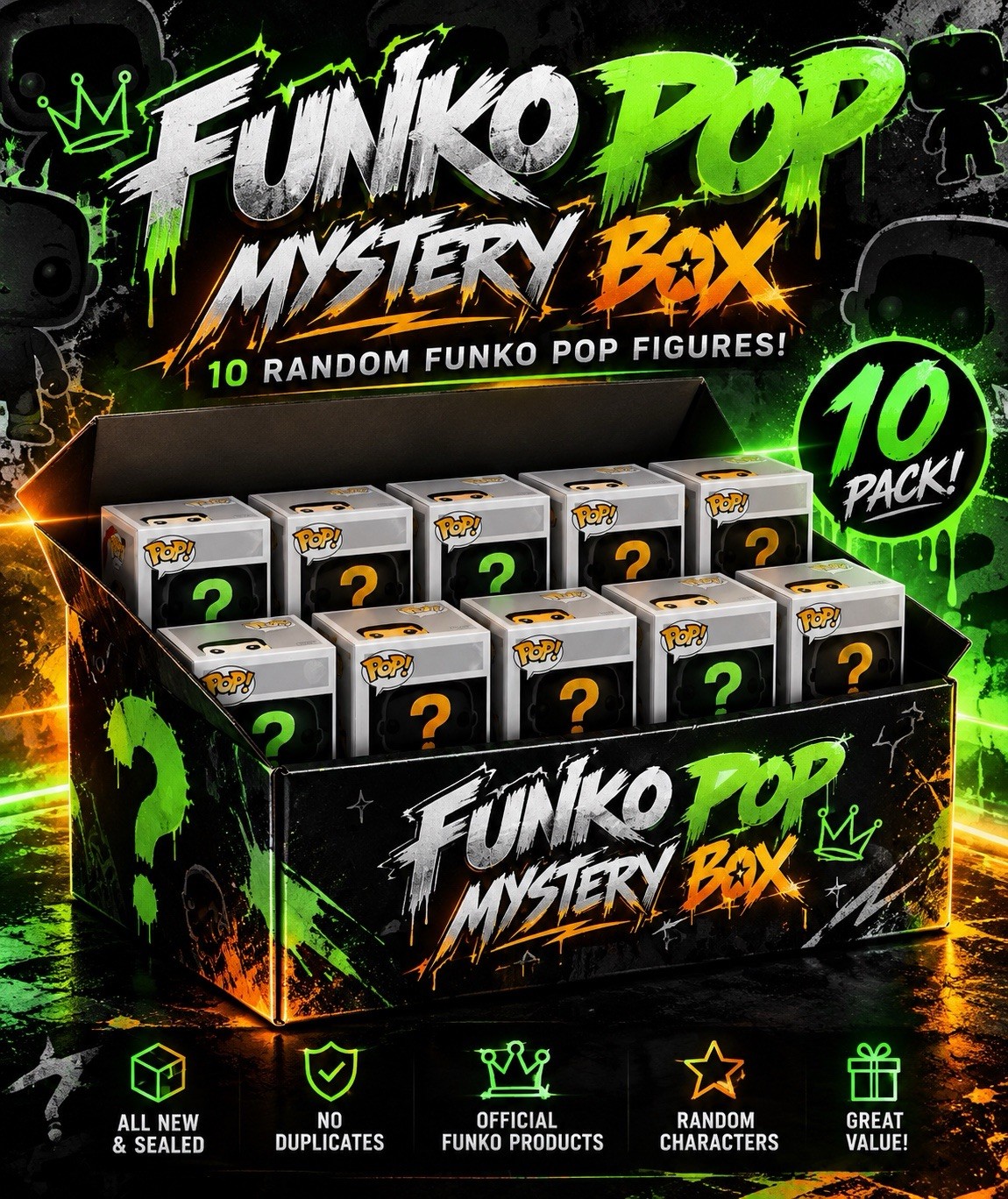 🎁 FUNKO POP MYSTERY BOX – 10 PACK 