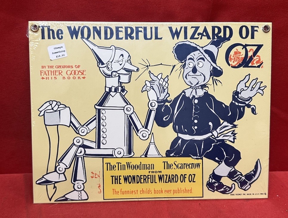 Vintage 1988 Ande Rooney Wizard Of Oz Porcelain Sign Tin Man & Scarecrow Sealed
