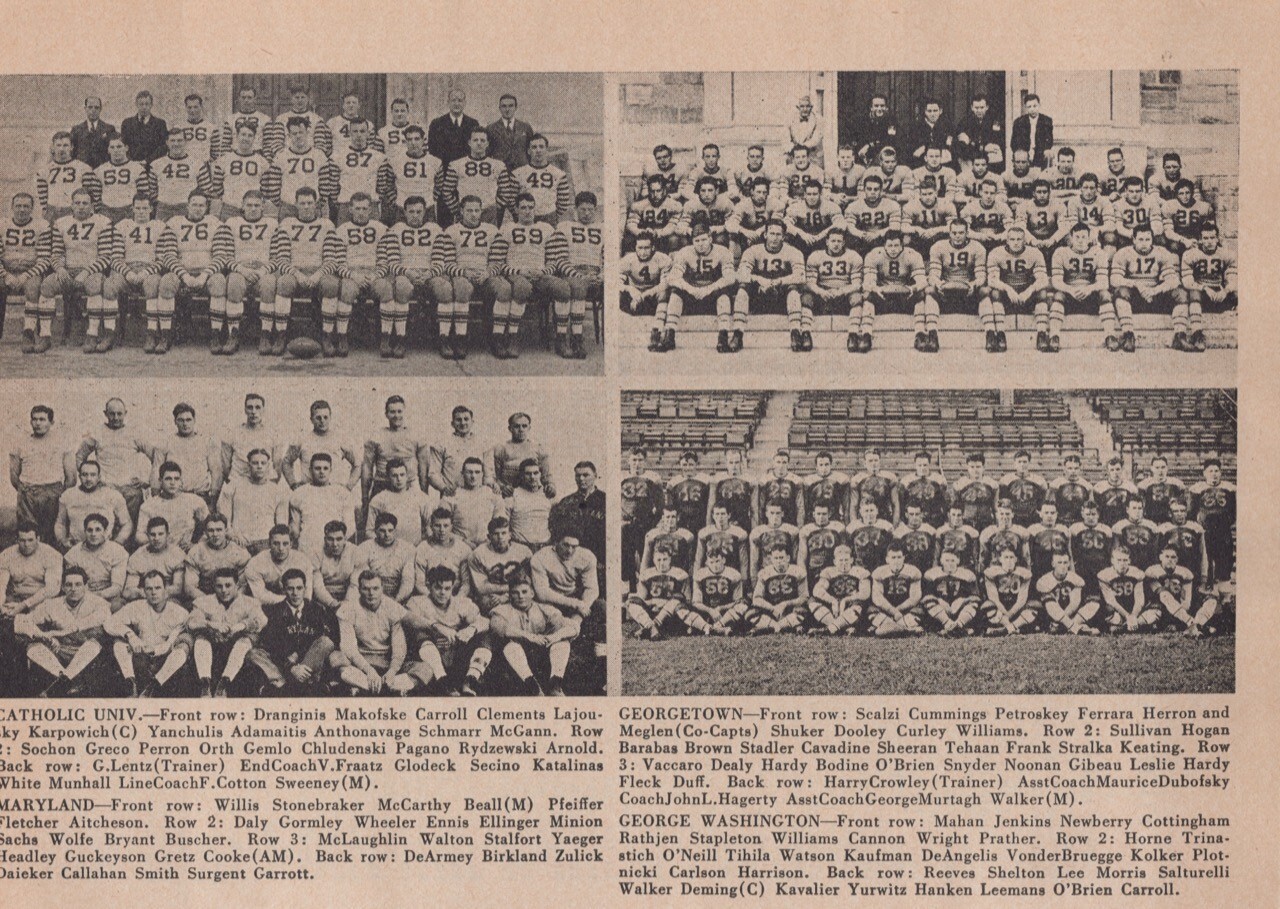 1935 NCAA Football Maryland, Gerogetown, Geo Washington College Team Photo 1935 NCAA Football Maryland, Gerogetown, Geo Washington College Team Photo