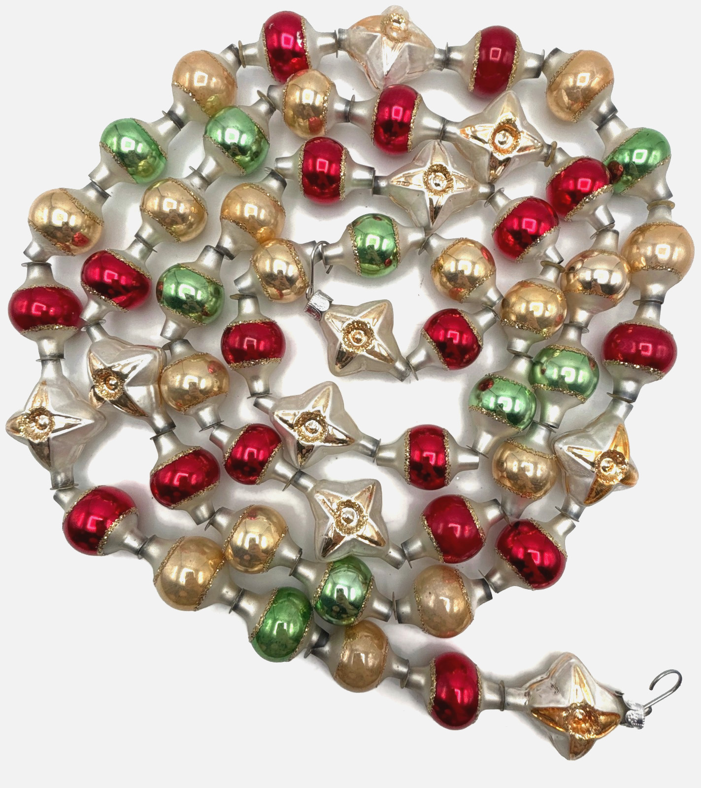 Midwest Cannon Falls Vintage Glassworks Glass Bead Star Christmas Garland 70in