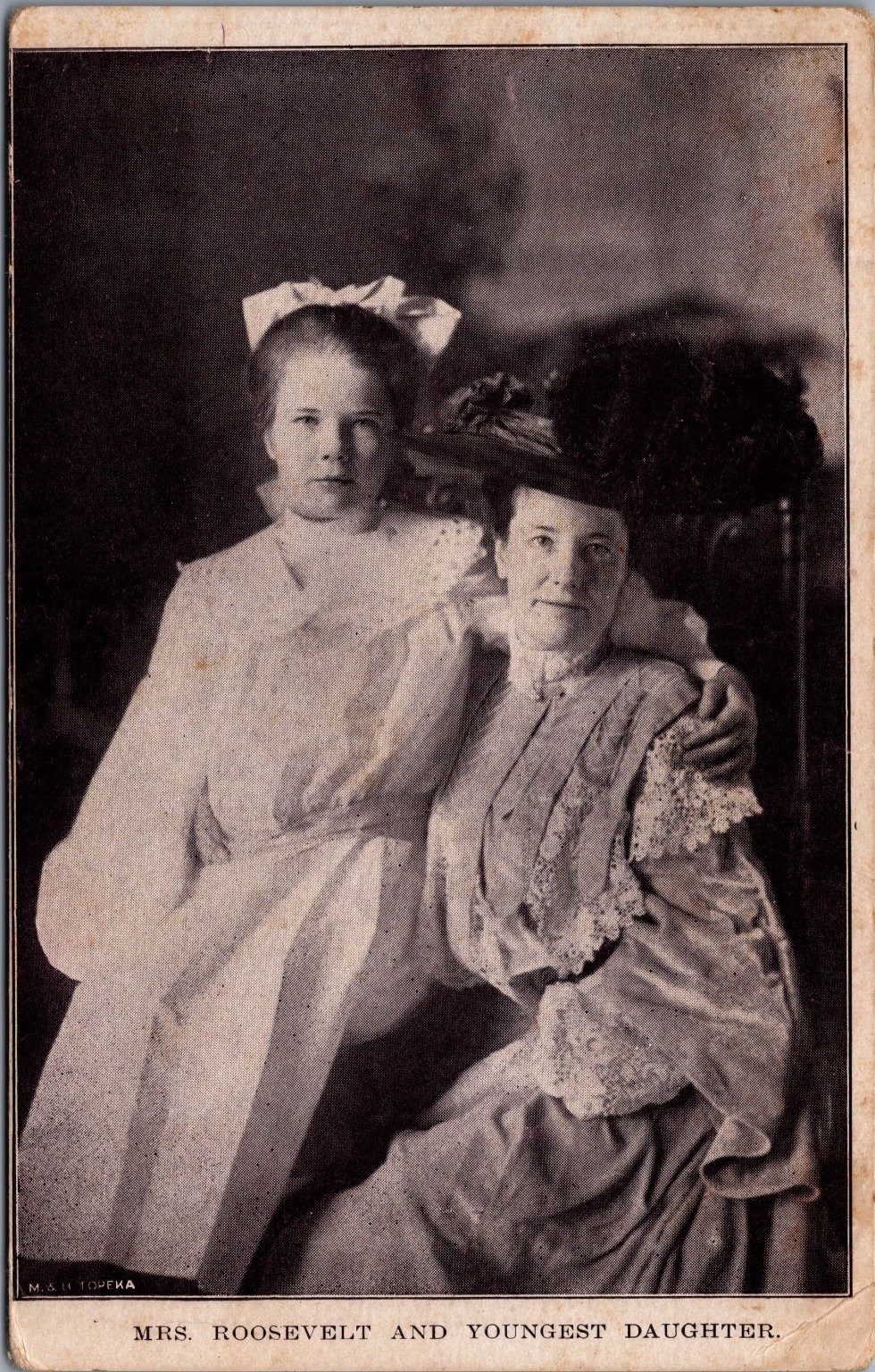 1908 Real Photo Postcard Mrs. Roosevelt & Youngest Daughter RPPC White House Era 1908 Real Photo Postcard Mrs. Roosevelt & Youngest Daughter RPPC White House Era