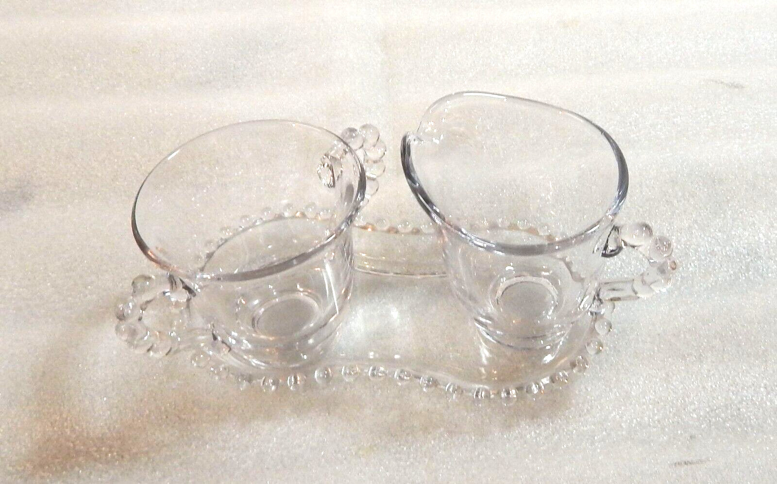 Vintage  Candlewick Creamer  Sugar Bowl Tray Set Imperial  Glass C  Full Size