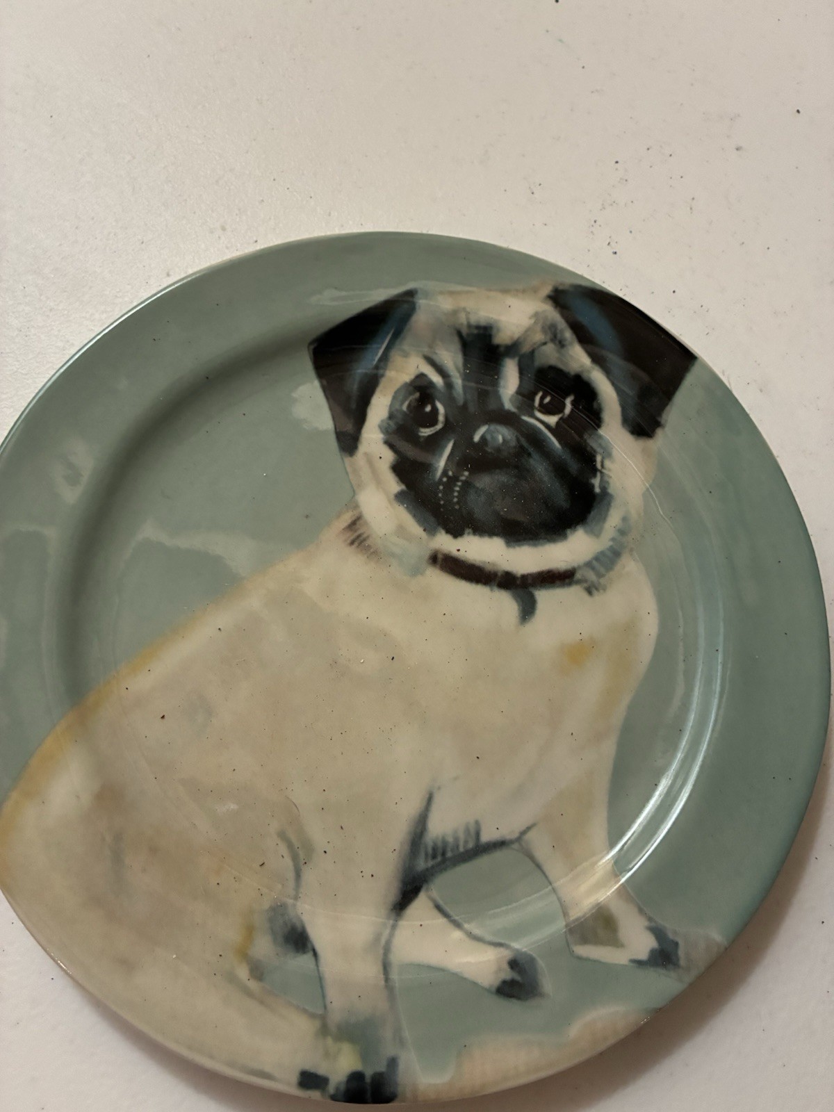 Sally Muir Pug Dog Collector Plate Dishwasher & Microwave Safe