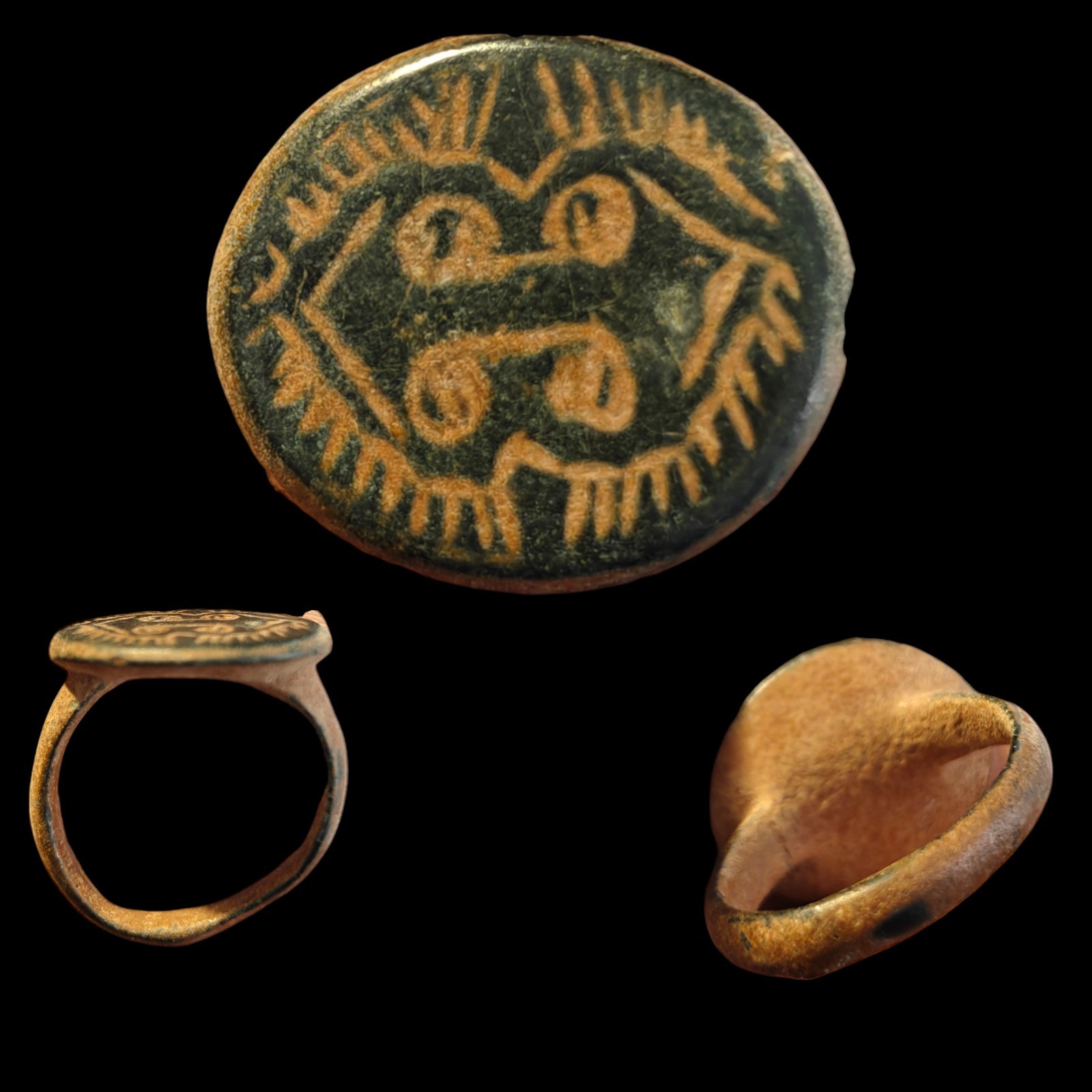 Ancient Islamic Ring GENUINE Ornamented Collectible Dark Patina