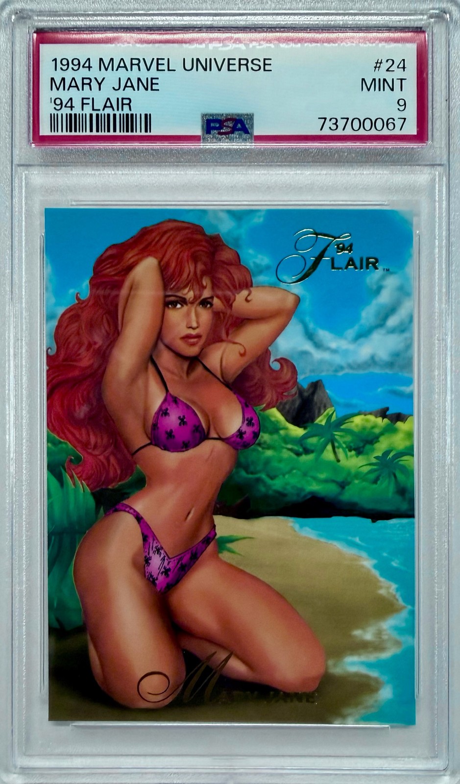 1994 Fleer Flair Marvel Universe Mary Jane #24 Swimsuit Spider-Man PSA 9 MINT 1994 Fleer Flair Marvel Universe Mary Jane #24 Swimsuit Spider-Man PSA 9 MINT