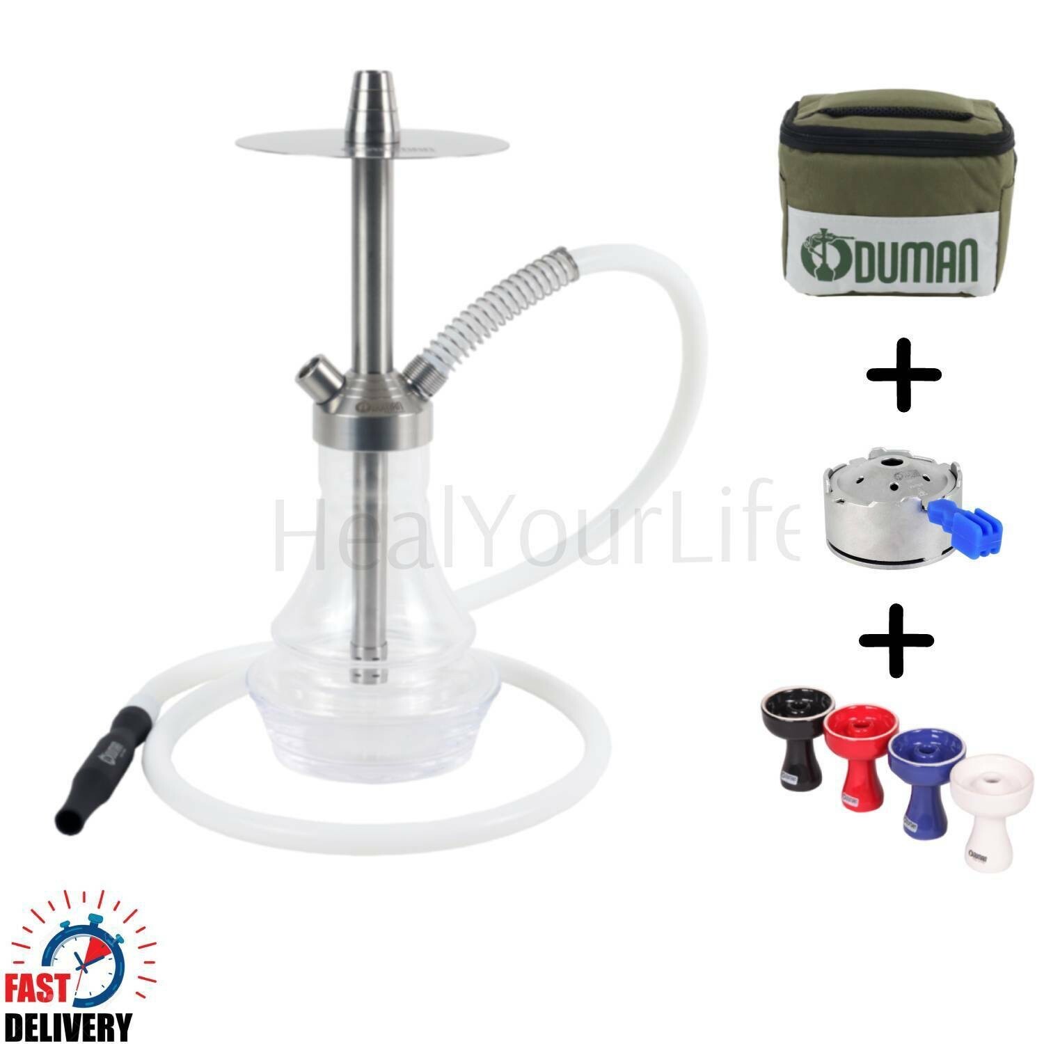ODUMAN Gusto XS + IGNIS + CERAMIC BOWL Stainless Steel Shisha Hookah TRAVEL BAG ODUMAN Gusto XS + IGNIS + CERAMIC BOWL Stainless Steel Shisha Hookah TRAVEL BAG