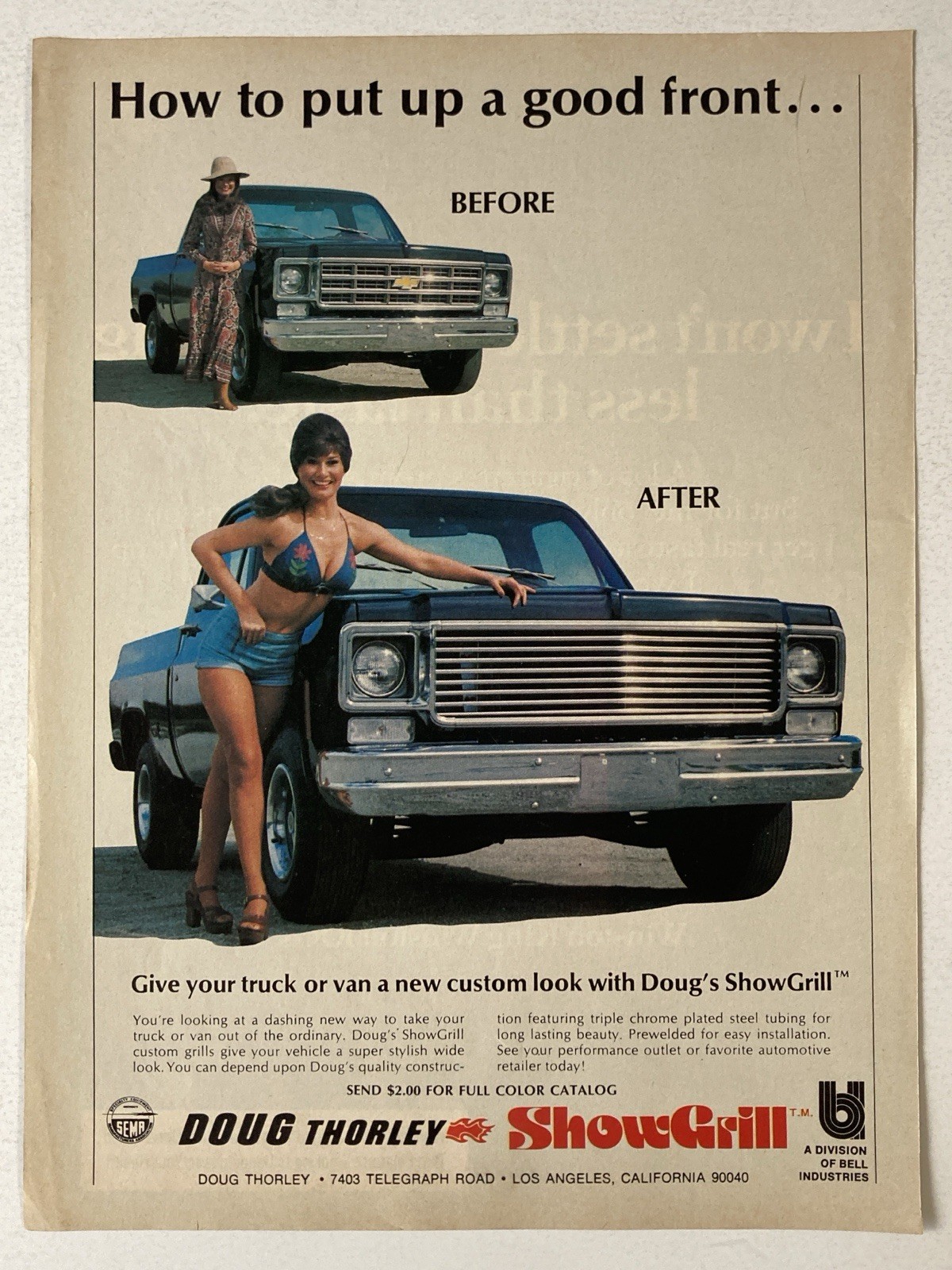 1977 Doug Thorley Show Grill Print Ad Chevrolet Truck Good Front Van