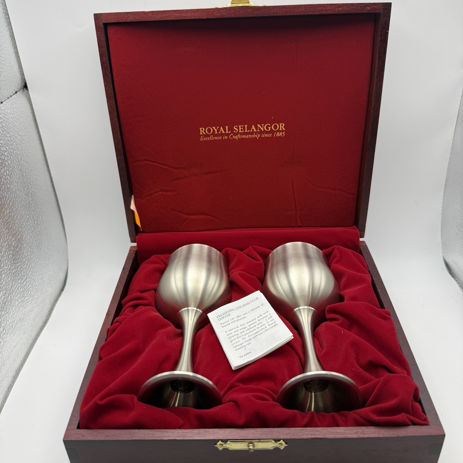 2 GOTHCORE ROYAL SELANGOR 1885 FINE PEWTER WINE GLASSES/GOBLETS BOXED FAIRYCORE