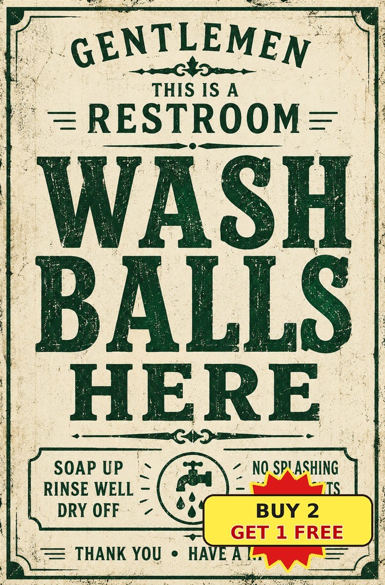 Wash Your Balls Here Funny Golf Sports Bathroom Metal Tin Sign