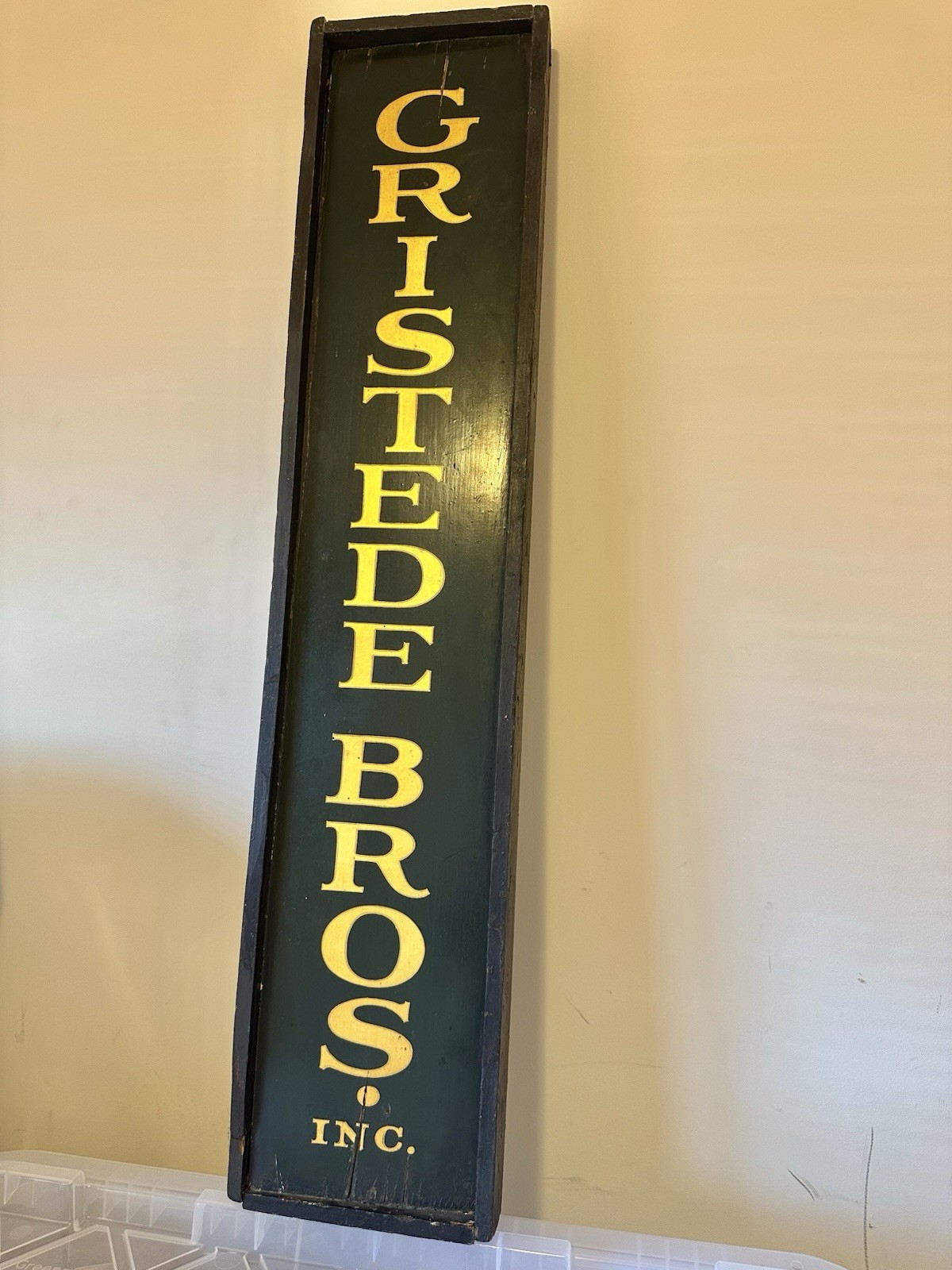 c1888 Vintage NYC Gristede's Grocery Store Antique Advertising Wooden Trade Sign