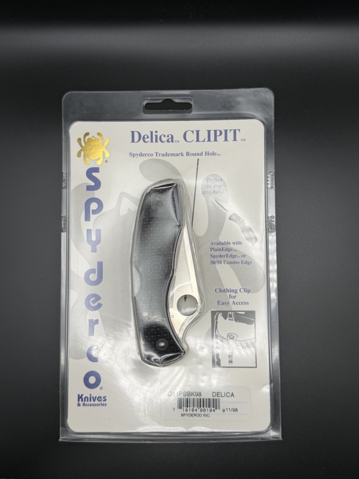 VTG Spyderco Delica Clipit Knife Clampack 11/1998 VTG Spyderco Delica Clipit Knife Clampack 11/1998