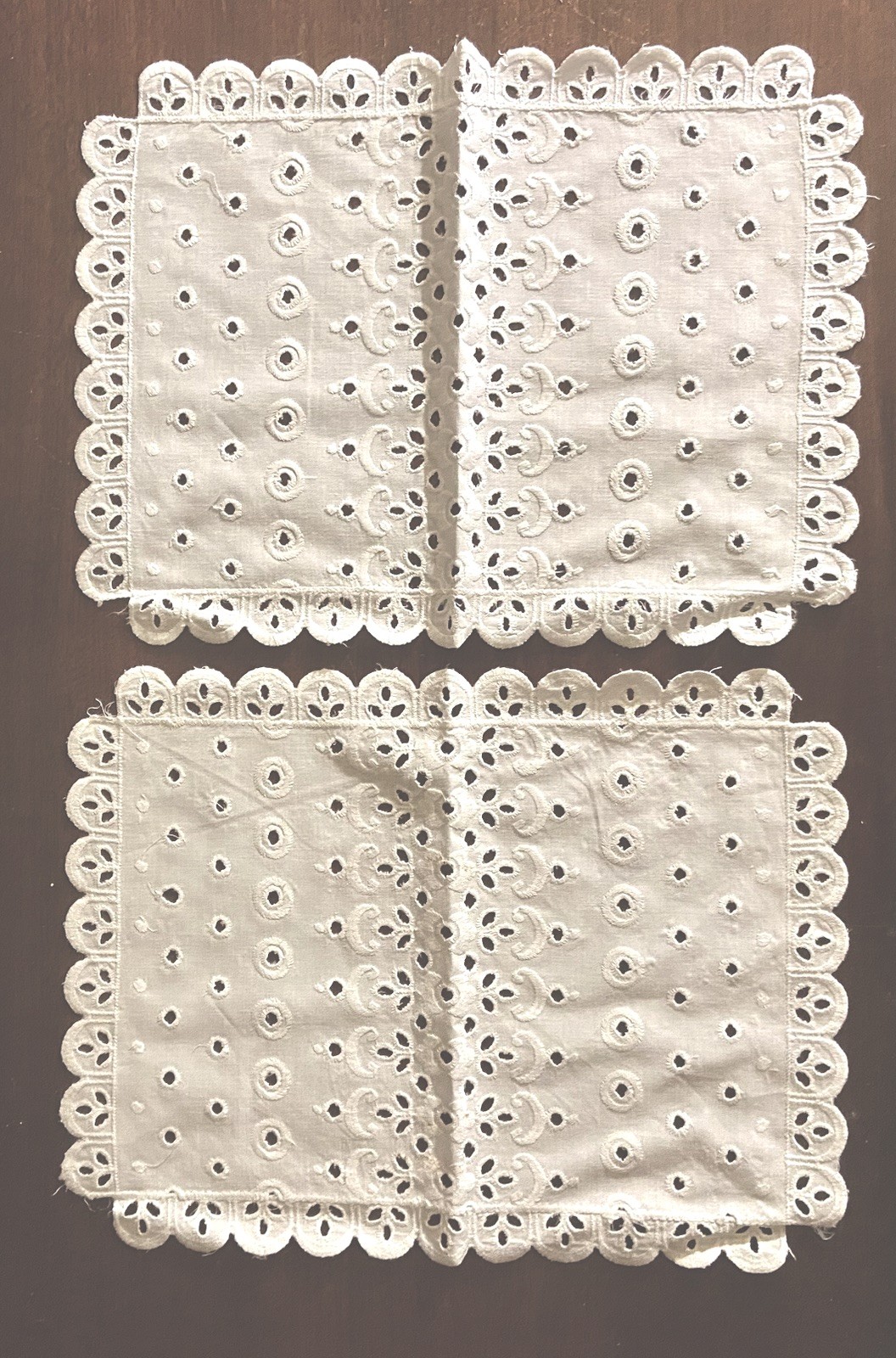 VTG New Old Stock Lot Of Two LACY TABLE RUNNERs 14x14” Square White Placemats