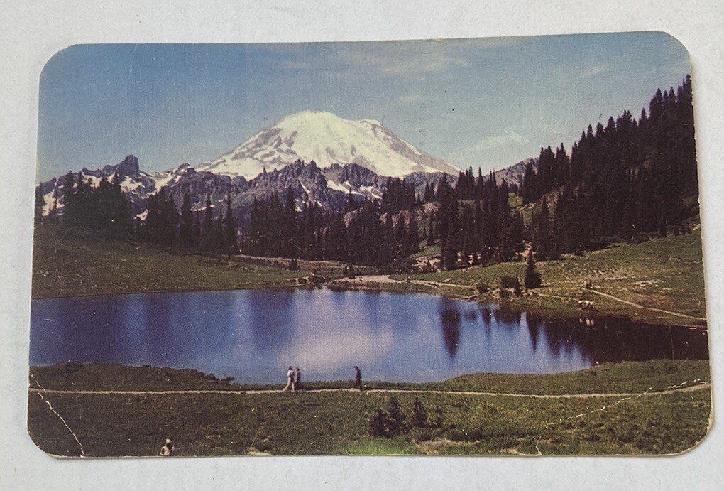 Vintage Postcard c1951 ~ Mt Rainier & Tipsu Lake Landscape ~ Washington WA