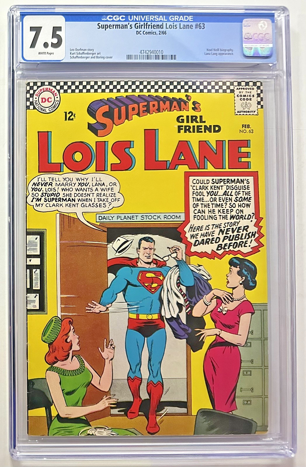 Superman's Girl Friend Lois Lane #63 (1966) DC CGC 7.5 WHITE Pages