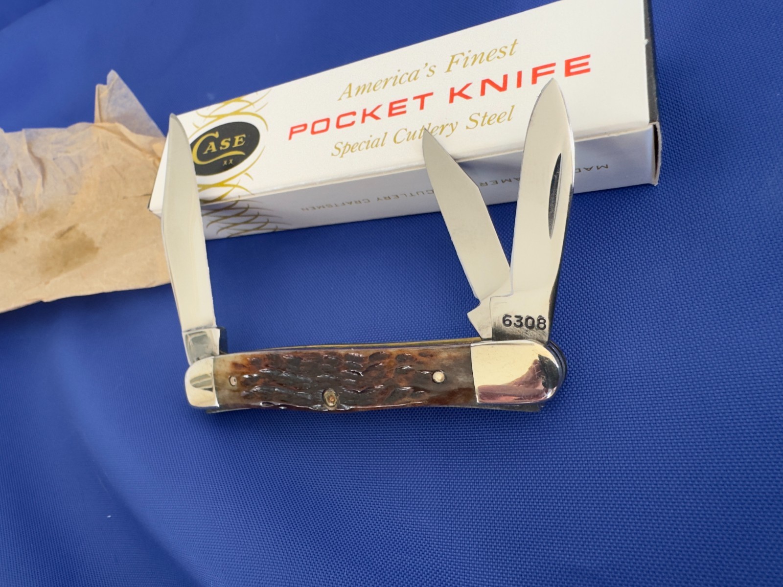 Case XX USA 6308 Bone Whittler Knife, 1984 (6 dot), 3 blade, New Old Stock Case XX USA 6308 Bone Whittler Knife, 1984 (6 dot), 3 blade, New Old Stock