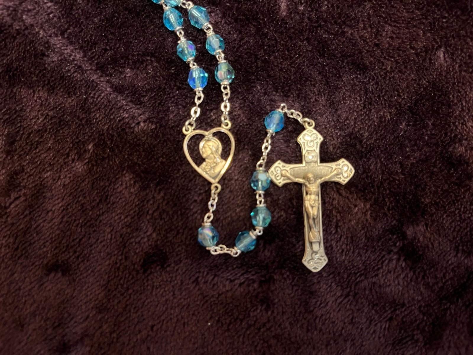 Beautiful Teal Rosary, MALCO Sterling Silver Beautiful Teal Rosary, MALCO Sterling Silver