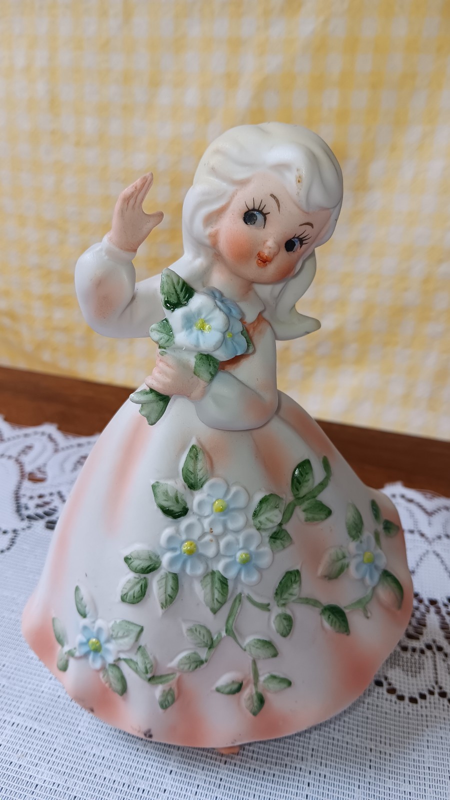 Vintage Norcrest Waving Girl Figurine 6\