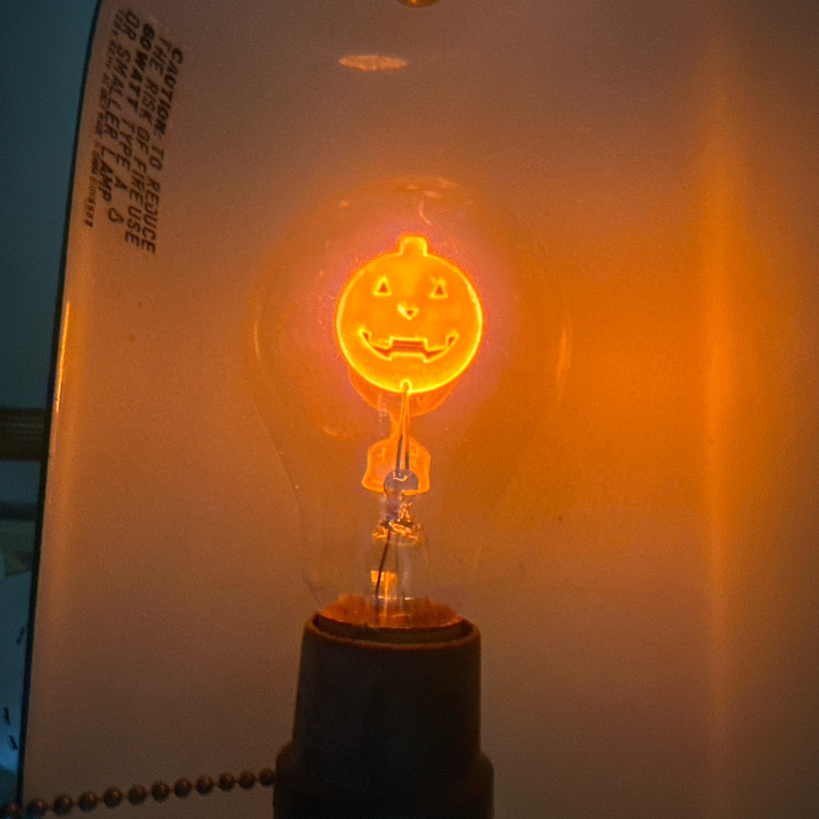 Vintage Light Bulb Pumpkin Jack O Lantern Aerolux Style Orange Neon Halloween