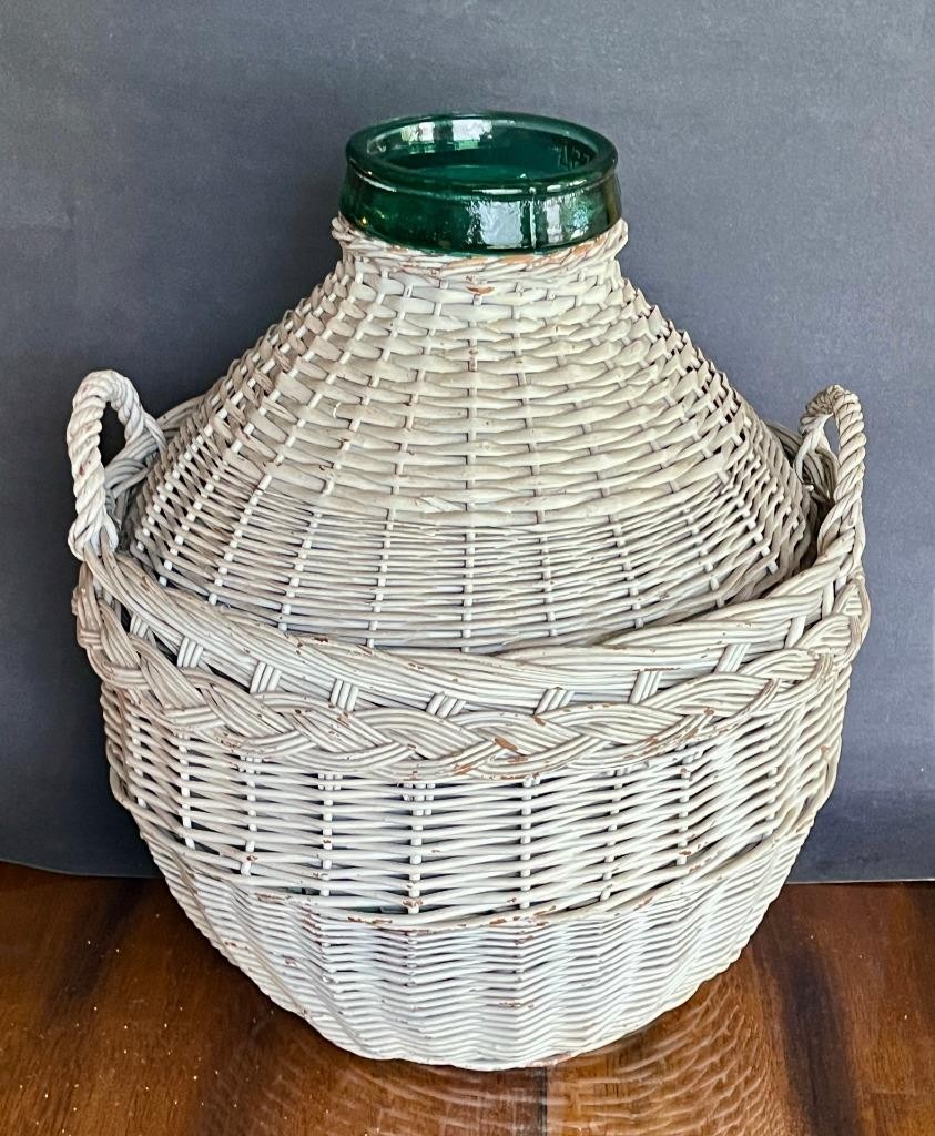 Vtg VIRESA CARBOY Bottle Wicker 5-Gal. Glass Demijohn 16½