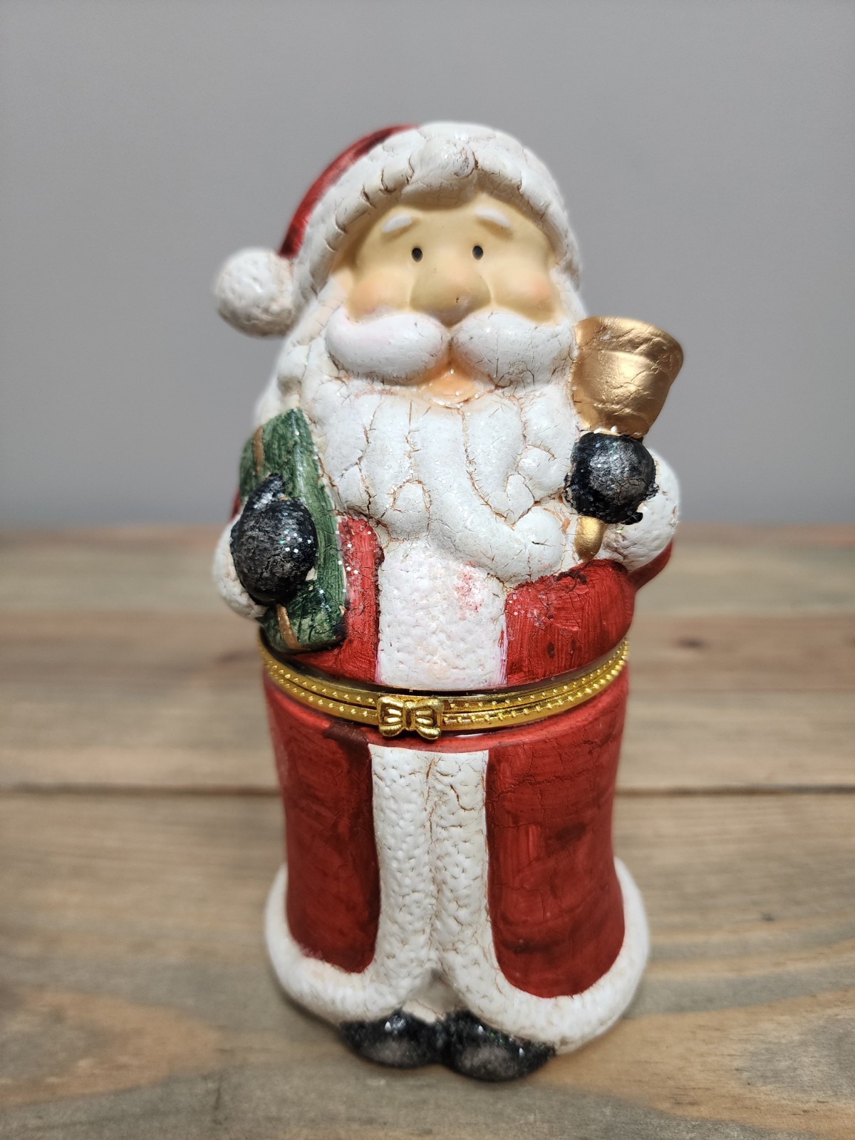 Santa Claus Hinged Trinket Box Christmas 6.5\ Santa Claus Hinged Trinket Box Christmas 6.5\