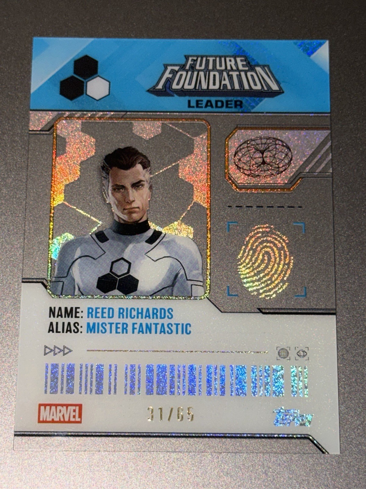 2026 Topps Finest Fantastic 4 Reed Richards Future Foundation ID Card 31/65 SP 2026 Topps Finest Fantastic 4 Reed Richards Future Foundation ID Card 31/65 SP