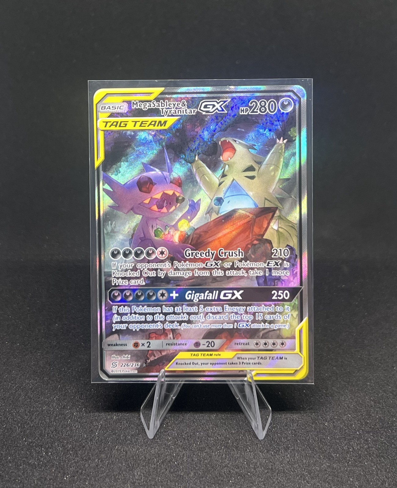 Pokémon - Mega Sableye & Tyranitar GX Alternate Art - Unified Minds 226/236 - NM Pokémon - Mega Sableye & Tyranitar GX Alternate Art - Unified Minds 226/236 - NM